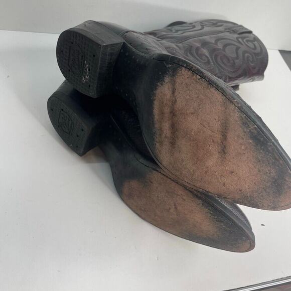 Men's TONY LAMA Full Quill Ostrich Western USA Made Boots 11B 03493 Deep Red VTG - Picture 8 of 9